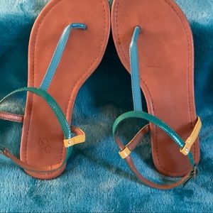 Multi color thong sandals from New York & Co